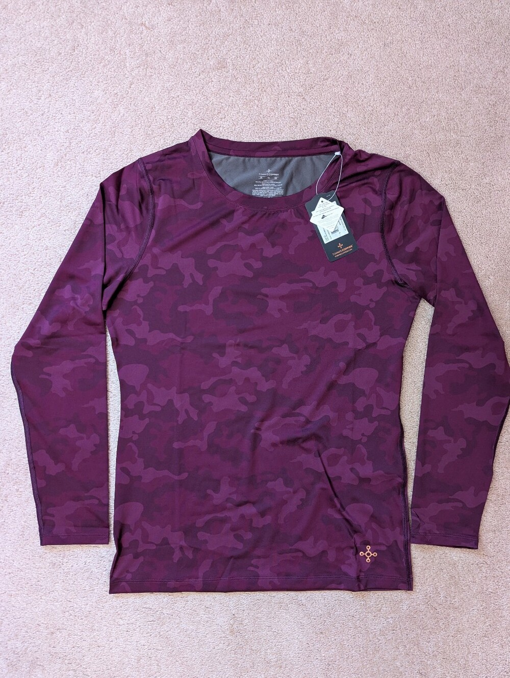 NWT Tommie Copper Core Long Sleeve Crew Shirt XL Red Purple Camo Compression